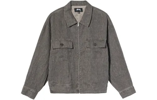 Stussy Jackets Unisex Gray Brown Lapel Moderate Other