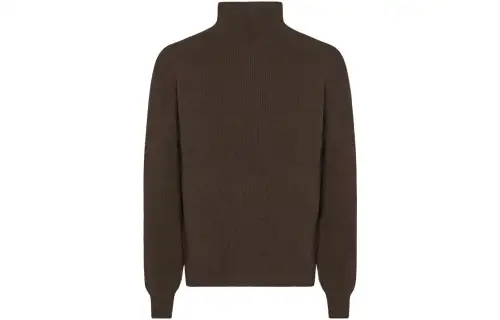 ribbed roll neck cashmere jumper