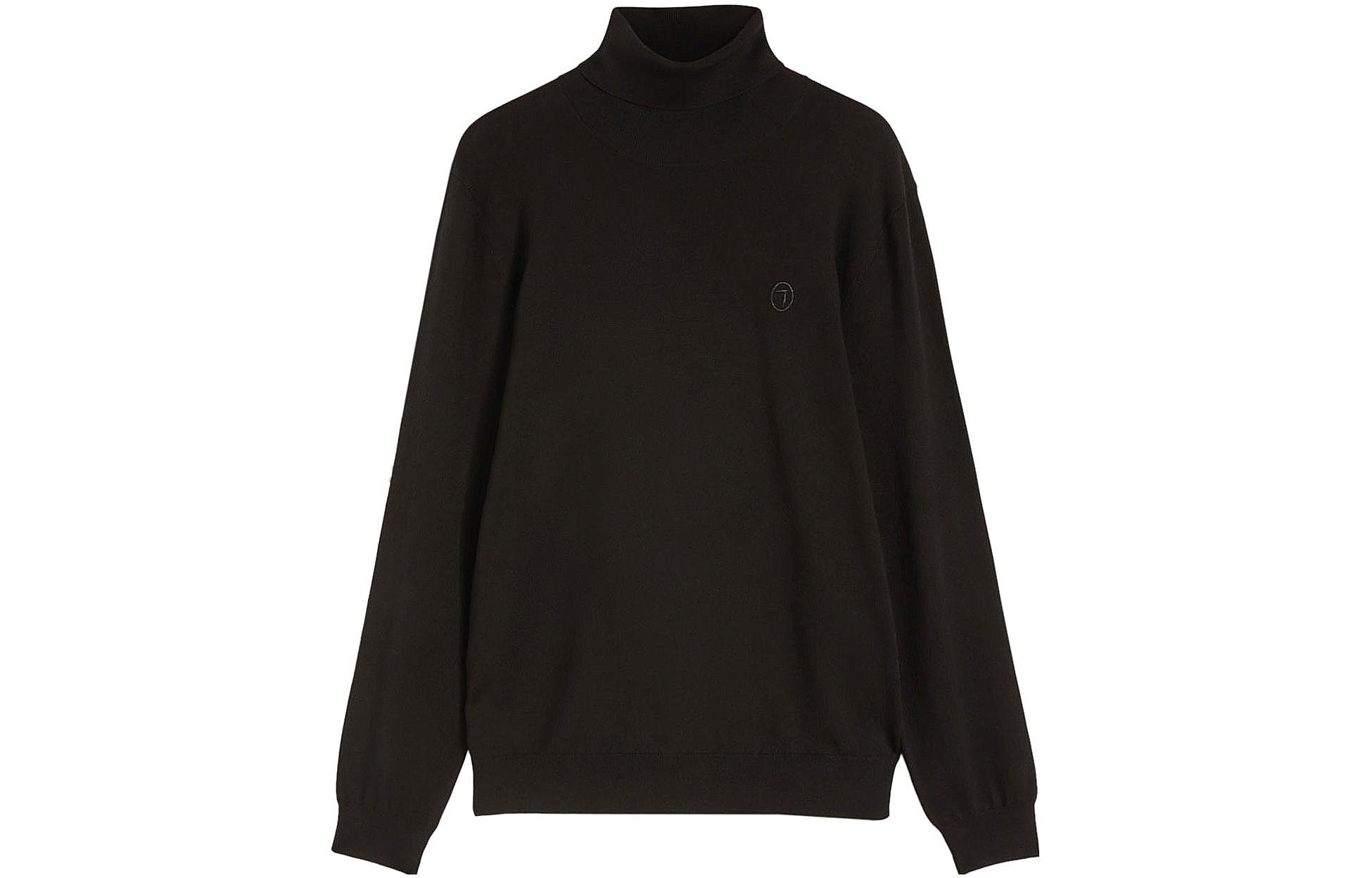 TRUSSARDI Труссади чистый цвет высокая воротник длинный рукав приталенный Рассеянный мужской стиль черный