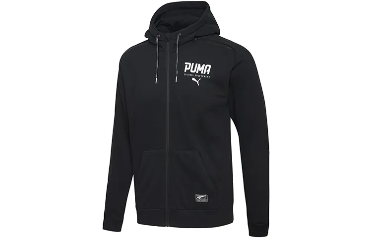 PUMA Jackets Men's Black Hooded (Non-detachable) Moderate Straight Fit