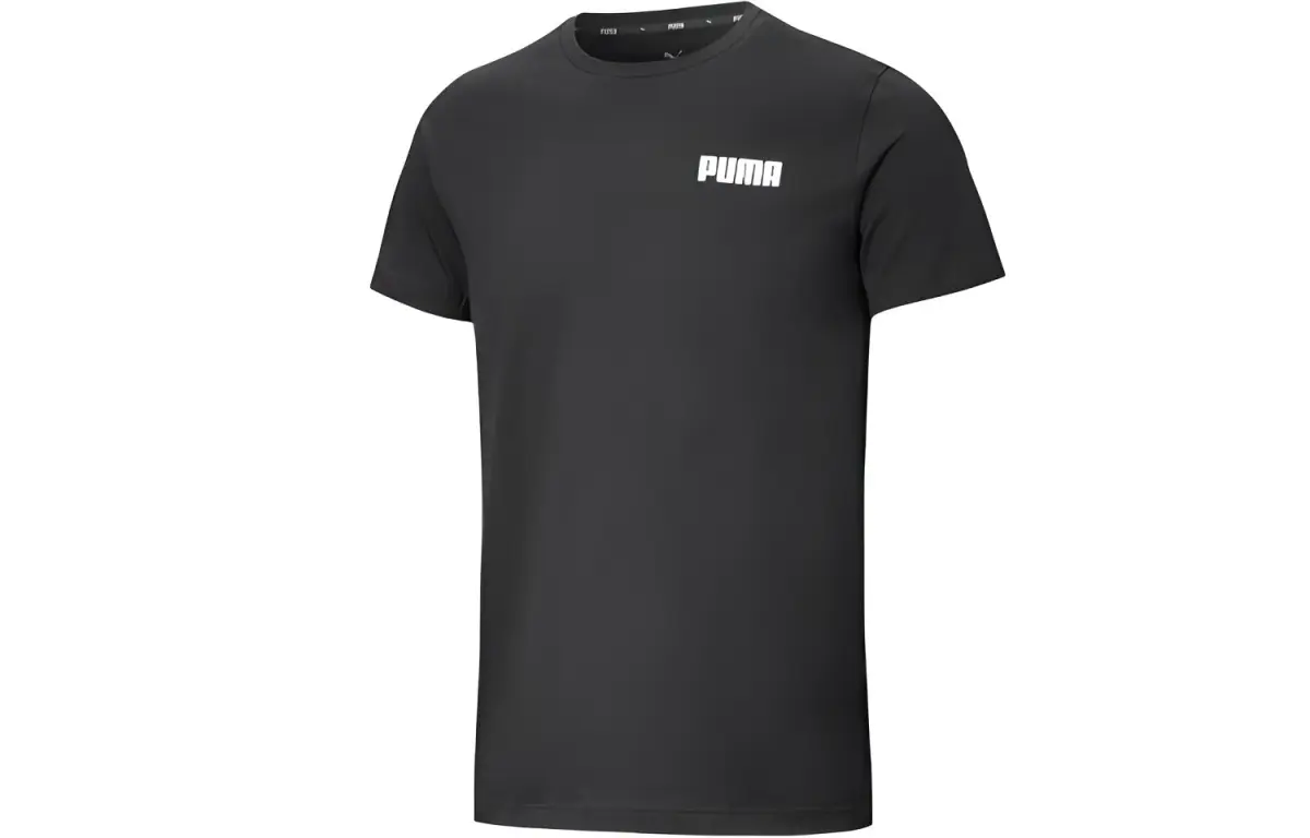 PUMA T-Shirts Men's Black Crew Neck Moderate Straight Fit