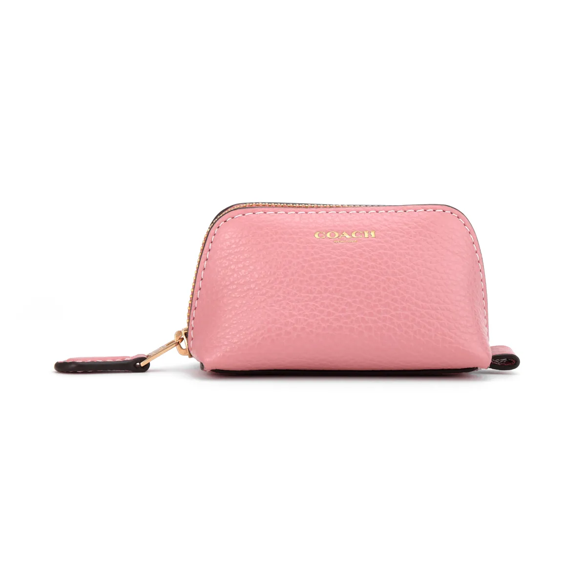 COACH Pebbled Leather Clutch Makeup Bag Regular Women's Pink