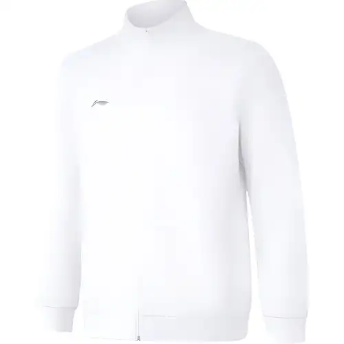 Li Ning Sweatshirts Men's White Stand Collar Moderate Cardigan