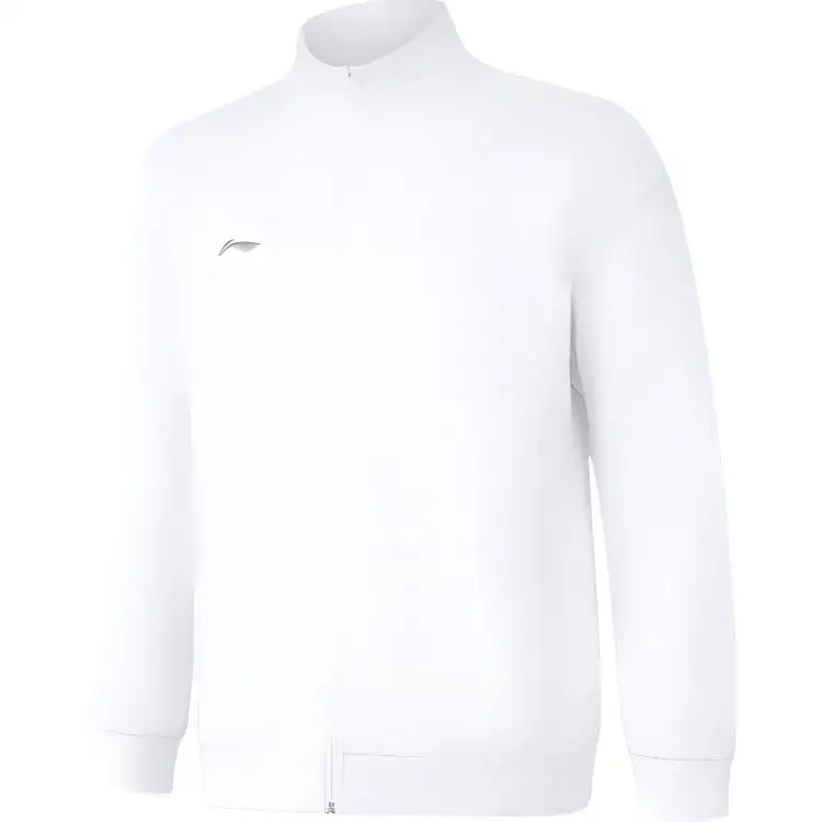 Li Ning Sweatshirts Men's White Stand Collar Moderate Cardigan