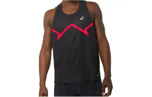 ASICS Tank Tops Men's Black Crew Neck Moderate Straight Fit