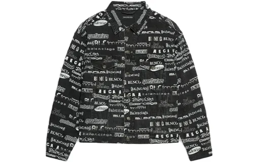 Balenciaga Jackets Men's Black Lapel Moderate Other