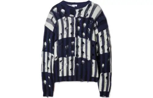OFF WHITE Shibori Distressed Crewneck Long Sleeved Jumper