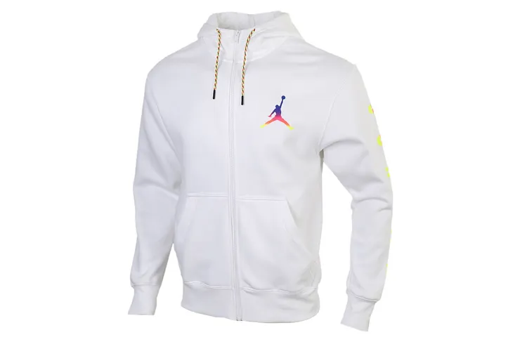 Jordan Jackets Men's White Hooded Moderate