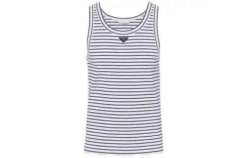 PRADA Triangle logo Striped Tank Top