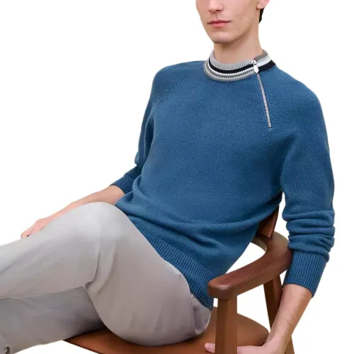 HERMES Cashmere Sweater Men's Blue