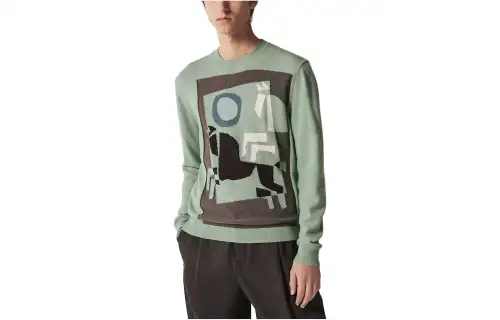 HERMES Knitwear Men's Aqua Blue Crew Neck Moderate Other