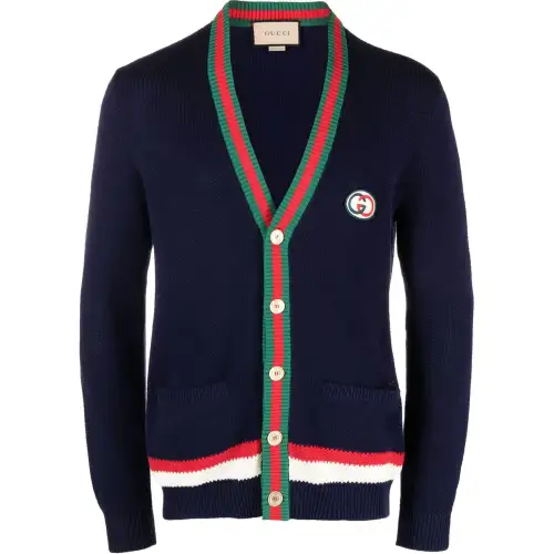 【Previous Season】Web-stripe button-up cardigan