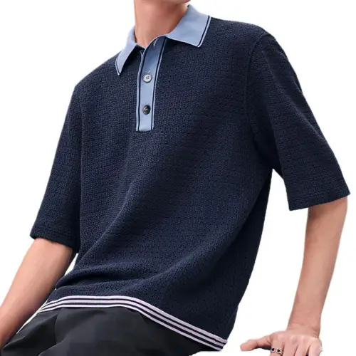 HERMES Polo Shirts Men's Ocean Polo Collar Moderate Straight Fit