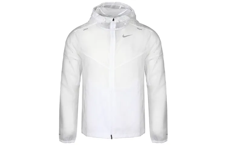 Nike Jackets Men's White Hooded (Non-detachable) Moderate Straight Fit