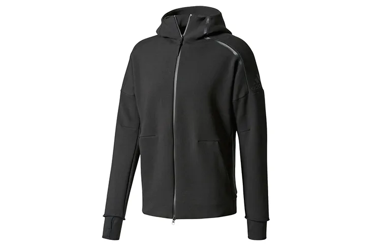 Adidas Jackets Men's Black Hooded (Non-detachable) Moderate Straight Fit