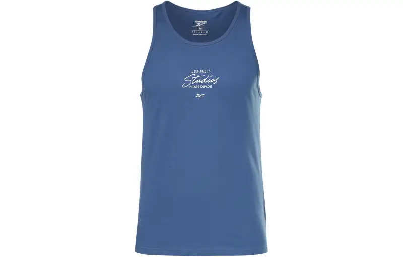 Reebok Tank Tops Men's Blue Crew Neck Moderate Straight Fit