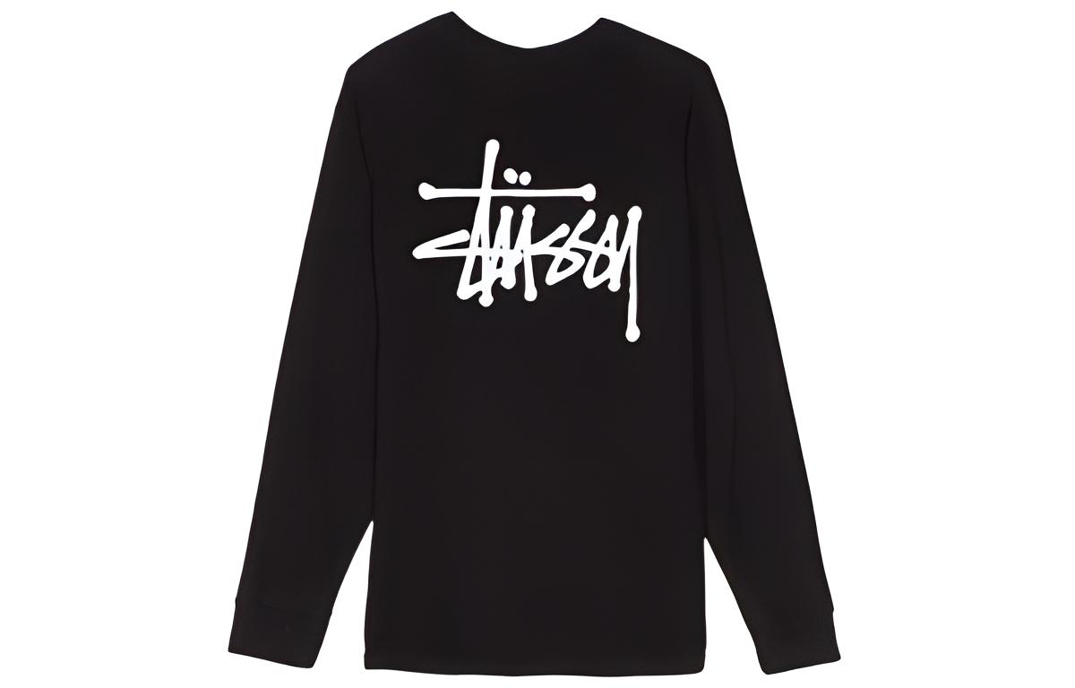Мужской лонгслив Stussy с принтом (черный)