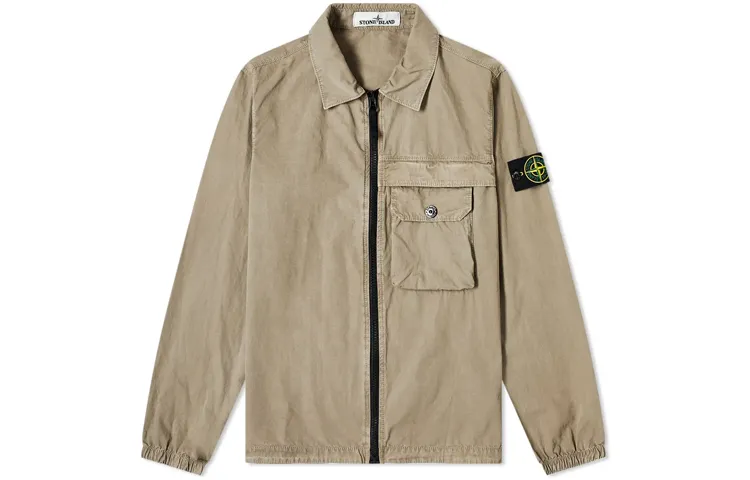 STONE ISLAND Jackets Men's Khaki Lapel Moderate Straight Fit