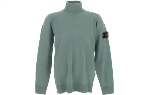 STONE ISLAND Knitwear Men's Green Half Open Collar Moderate Other