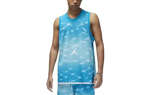 Jordan ESSENTIALS Tank Tops Men's Blue Crew Neck Moderate Straight Fit
