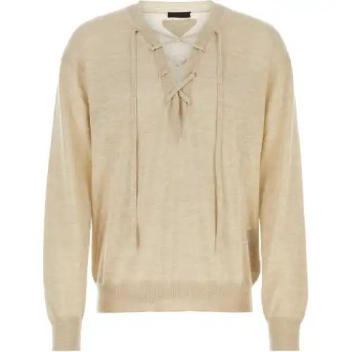 PRADA Criss Cross V Neck Knit Sweatshirt
