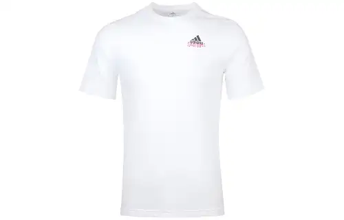 Adidas T Shirts Men's White Crew Neck Moderate Straight Fit