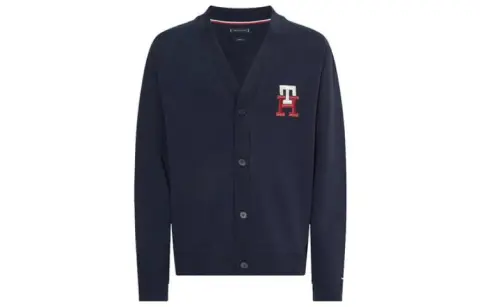 Tommy Hilfiger Knitwear Men's Dark Blue V-neck Moderate Cardigan