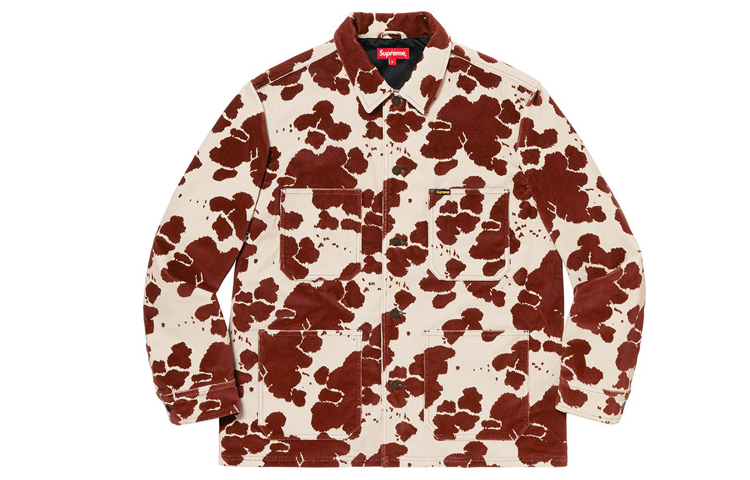 Supreme SS20 Week 1 Velvet Chore Coat Velvet multi-pocket coat, same style for men and women, cow spots