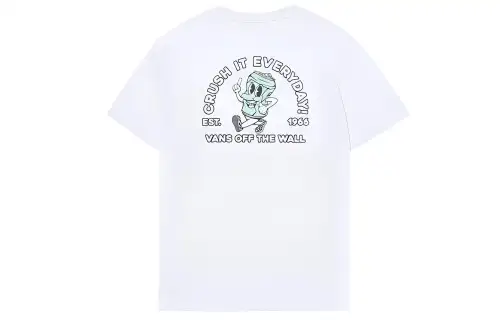 Vans T Shirts Men's White Crew Neck Moderate Straight Fit