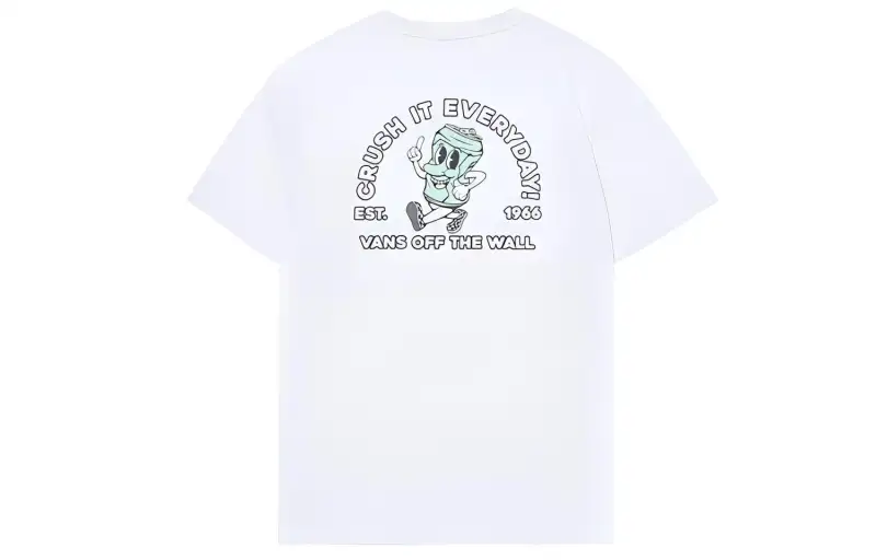 Vans T Shirts Men's White Crew Neck Moderate Straight Fit
