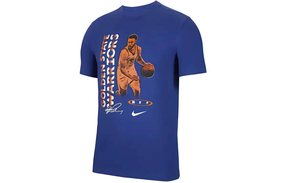 Nike T-Shirts Men's Blue Crew Neck Moderate Straight Fit