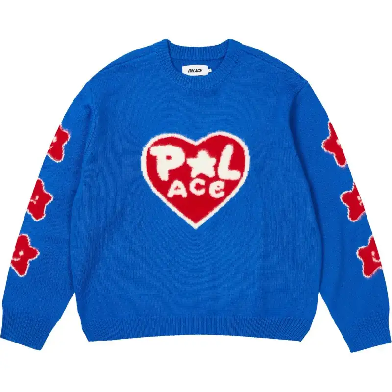 PALACE FW24 COSY KNIT heart-shaped logo sleeve star pattern comfortable sweater, same style for men and women, blue