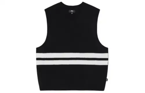 Stussy Tank Tops Men's V Neck Thickened Straight Fit