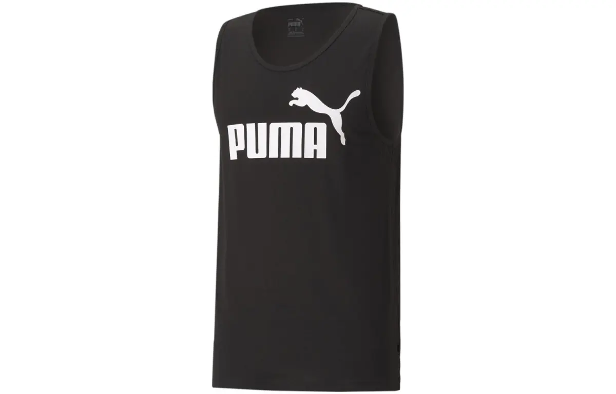 PUMA Tank Tops Men's Black Crew Neck Moderate Straight Fit
