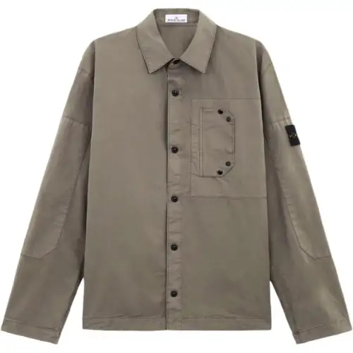 STONE ISLAND Shirts Men's Brown Lapel Moderate Other
