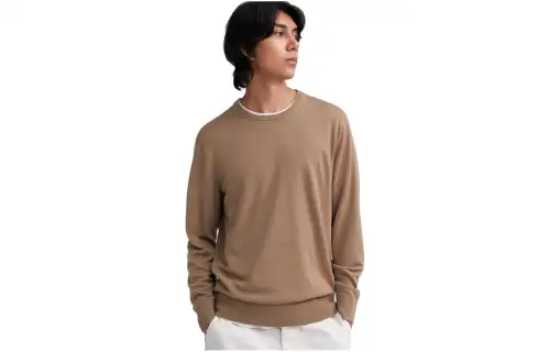 UNIQLO Sweaters Unisex Dark Beige Crew Neck Moderate Other