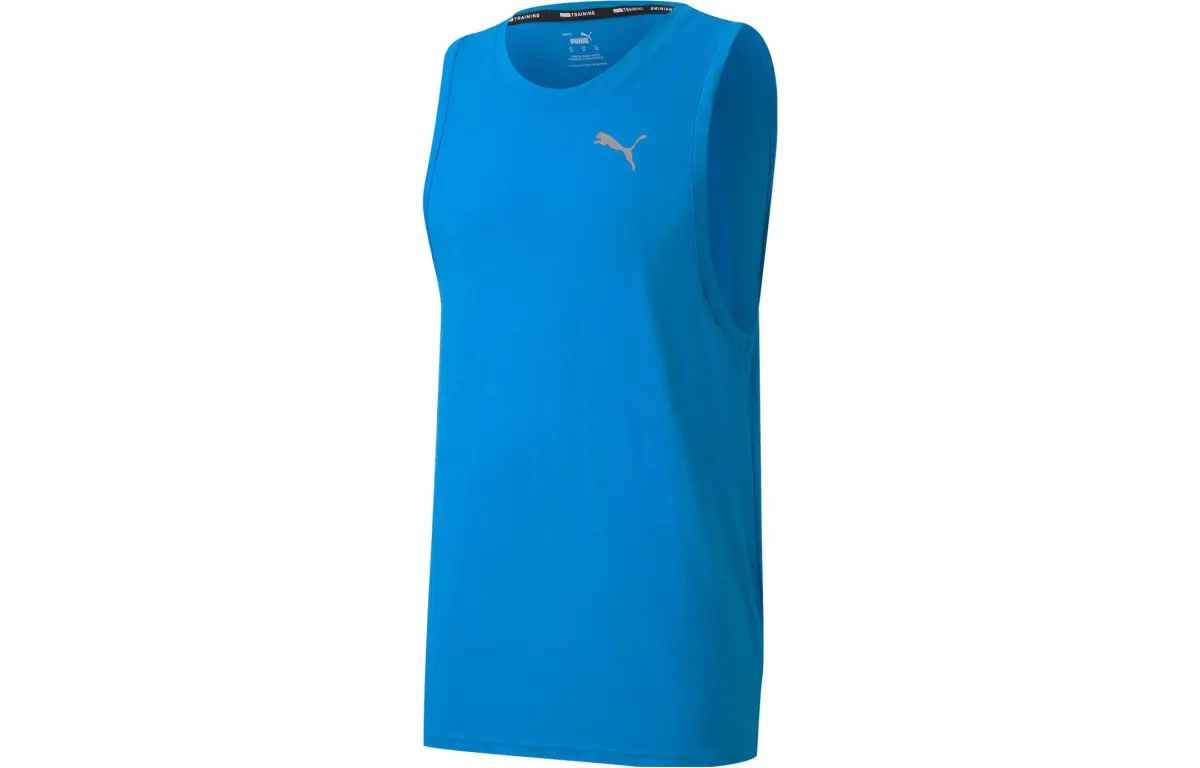PUMA Tank Tops Men's Blue Crew Neck Moderate Straight Fit