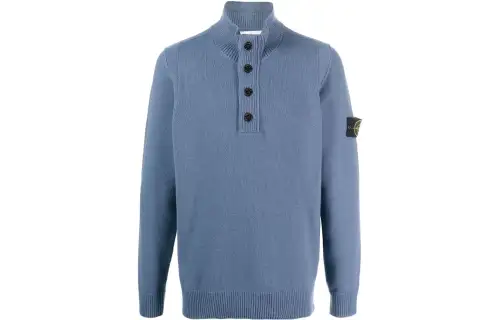 STONE ISLAND Sweaters Men's Blue Stand Collar Moderate Other