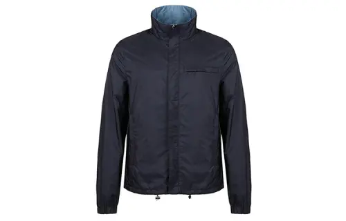 PRADA Jackets Men's Dark Blue Stand Collar Thin Other