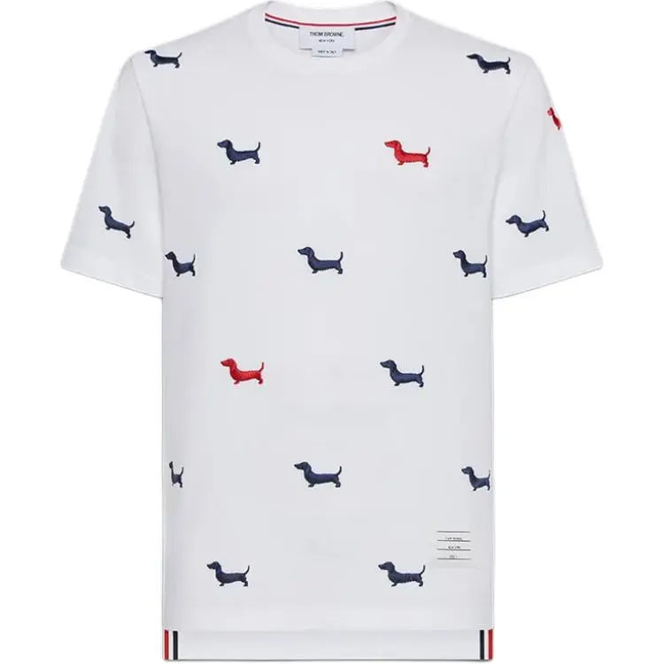THOM BROWNE Dog Embroidered Crewneck T Shirt