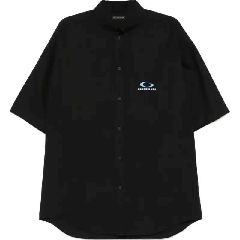 Balenciaga Logo Embroidered Short Sleeved Shirt
