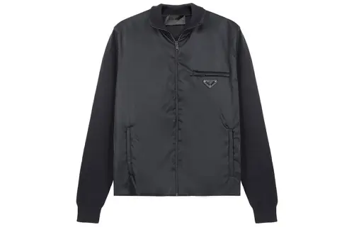 PRADA Jackets Men's Black Lapel Moderate Other