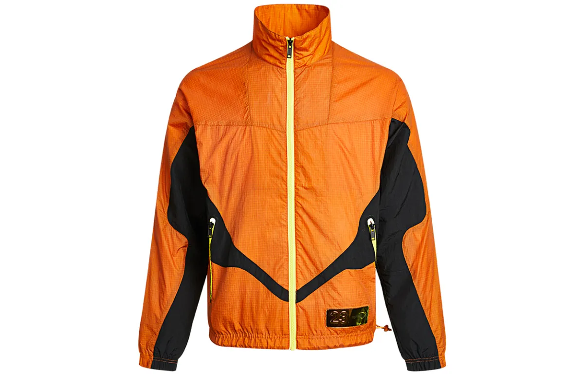Jordan Jackets Men's Orange Stand Collar Moderate Straight Fit