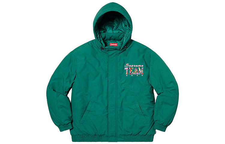 Куртка Supreme Team Puffy Jacket (черно-белая с принтом) — фото 7