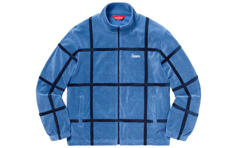 Supreme SS20 Week 5 Grid Taping Velour Jacket Velvet Contrast Color Plaid American Fashion Jacket Same Style for Men and Women