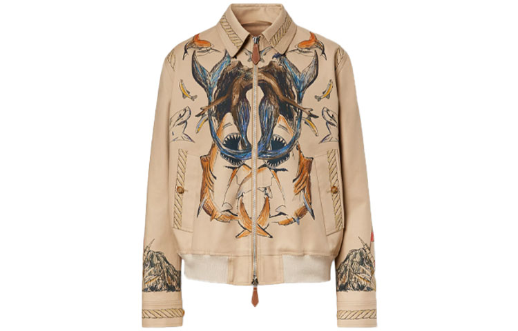 Burberry Marine Sketch Print Harrington Jacket