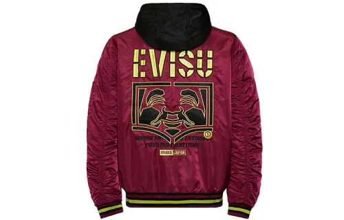 EVISU Jackets Men's Burgundy Detachable Hood Moderate Other