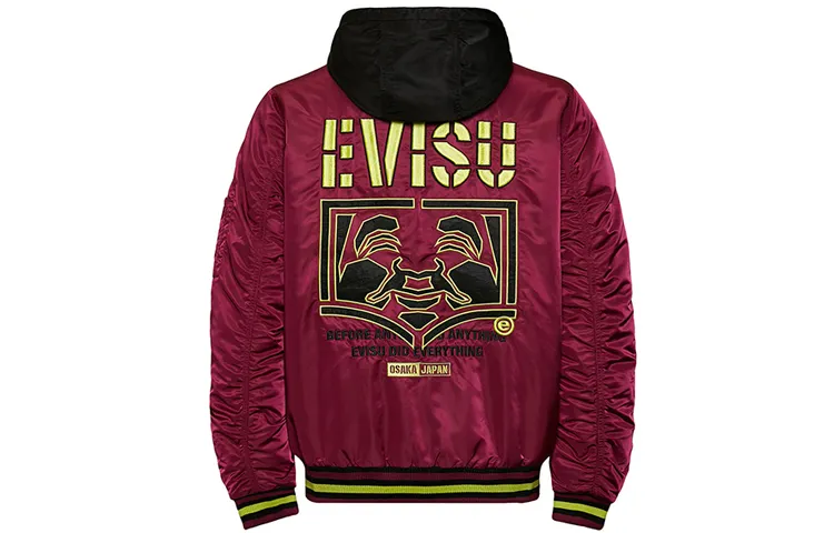 EVISU Jackets Men's Burgundy Detachable Hood Moderate Other
