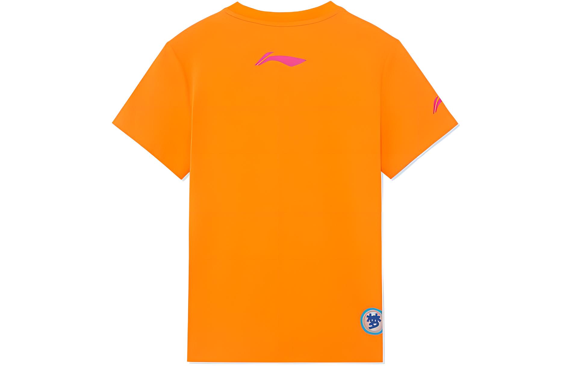 Li Ning Table Tennis Clothing Women’s Fluorescent Sweet Orange Crew Neck Moderate