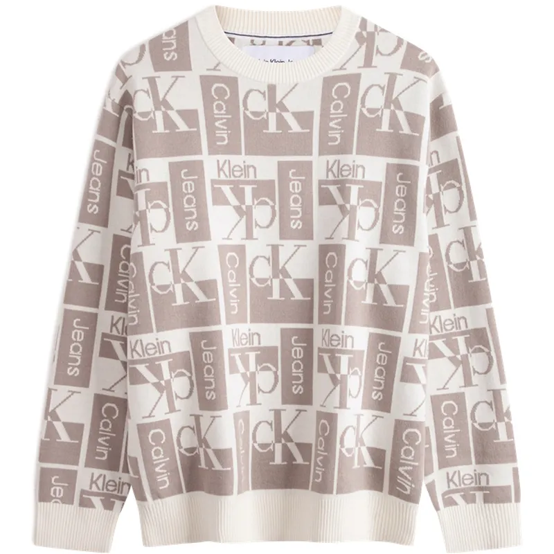 CALVIN KLEIN Knitwear Men's White Coffee Multicolor